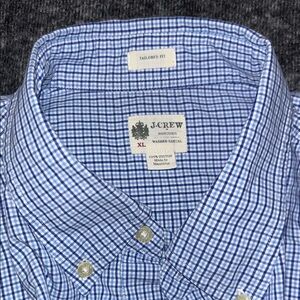 J. Crew Blue and White Checked Button-Down Shirt